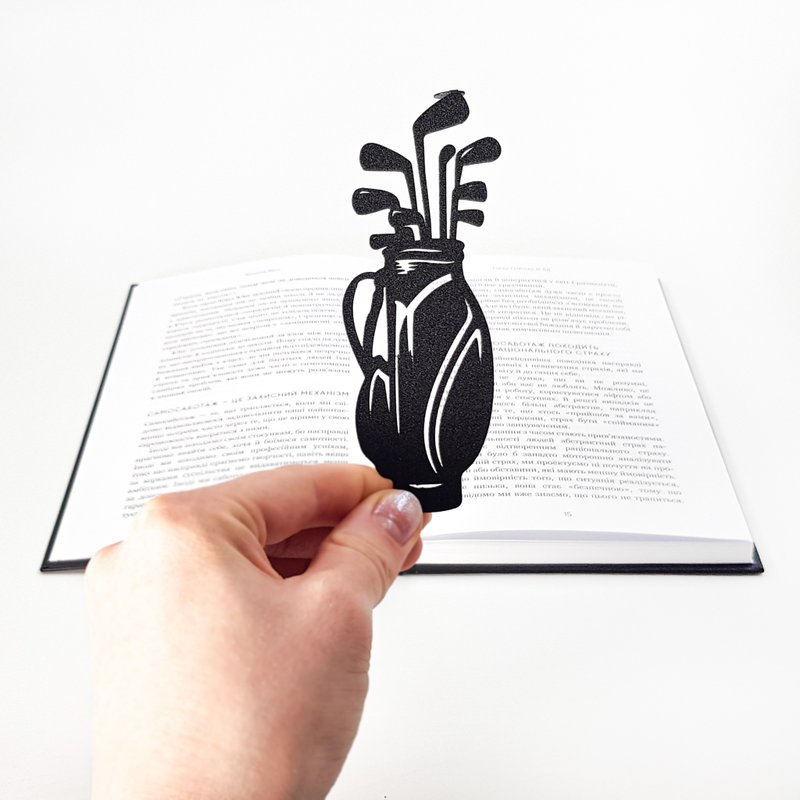 高尔夫球袋金属书签 - 极简高尔夫阅读配件 - 书签 - 其他金属 黑色