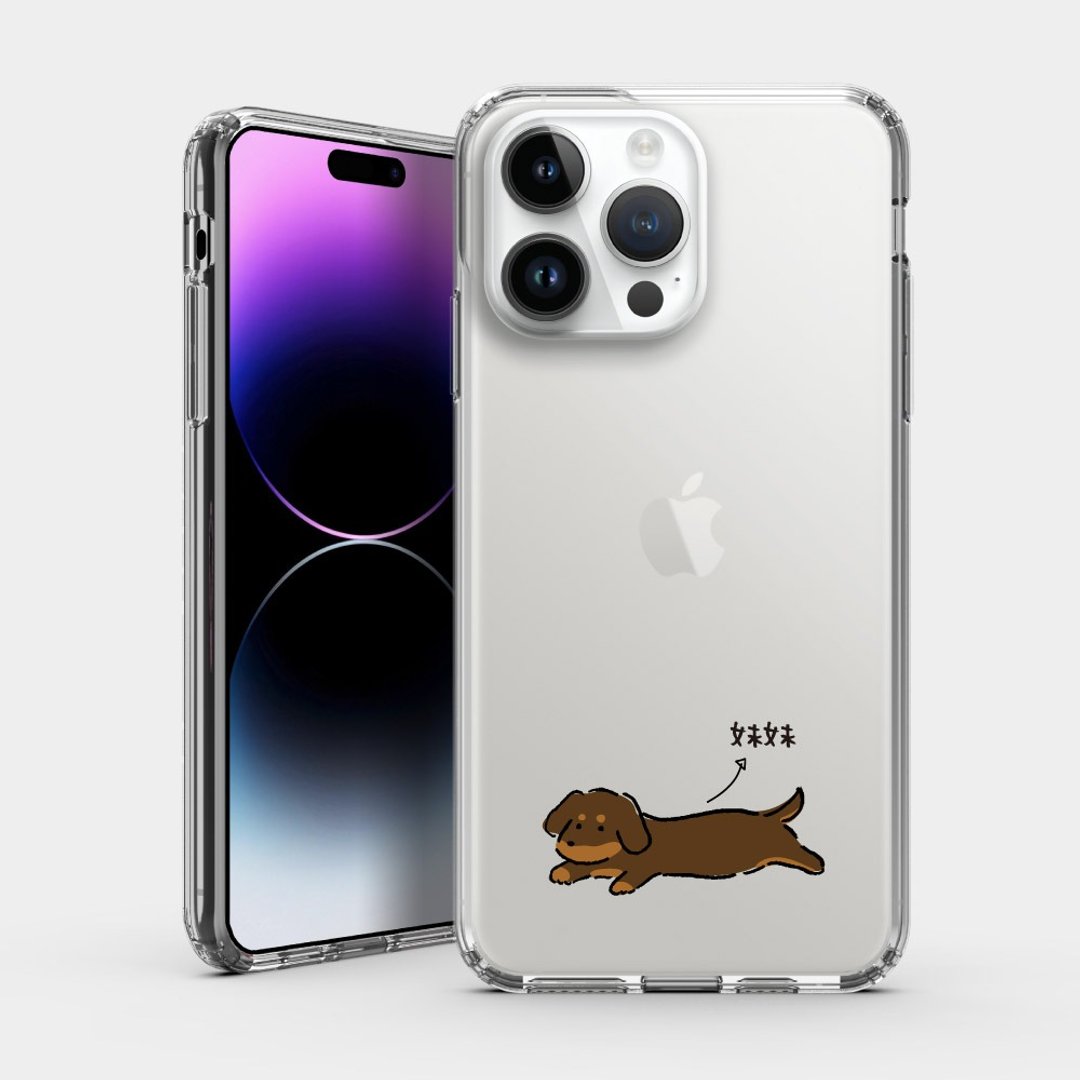 【定制化礼物】腊肠狗 文字 IPHONE 保护壳 透明手机壳 PU031 - 手机壳/手机套 - 塑料 透明