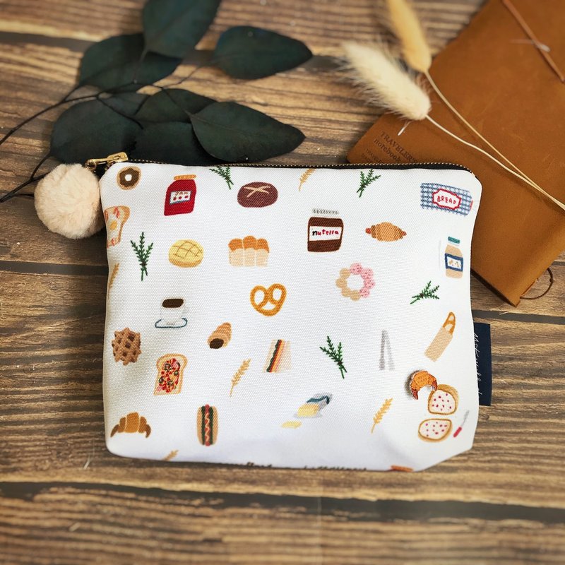面包 | 插画防水化妆包 | 笔袋 | 杂物包 | 附胸章 - 化妆包/杂物包 - 防水材质 