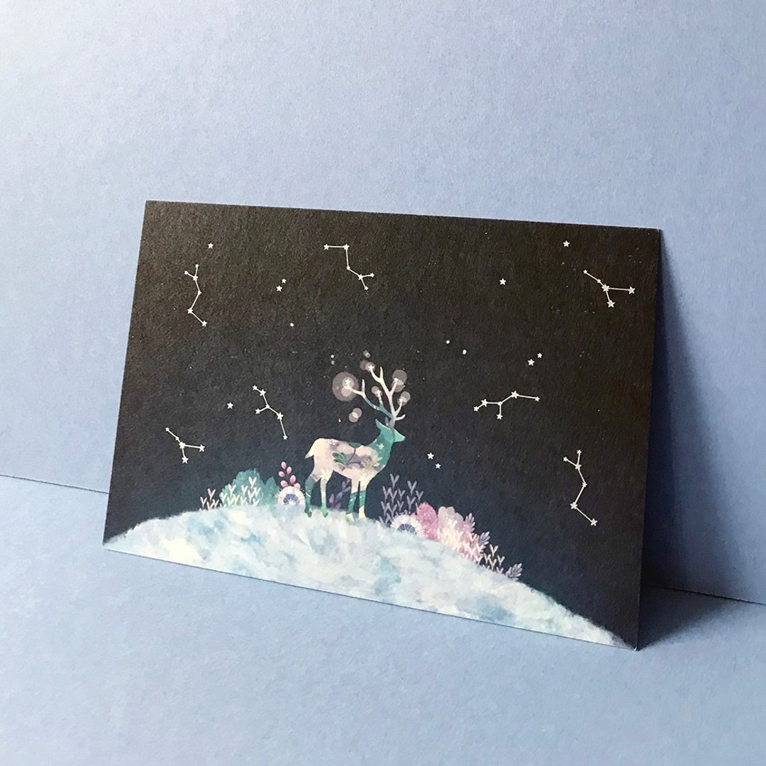 厚磅烫银圣诞插画明信片-Blessing Of Night夜的祝福 - 卡片/明信片 - 纸 蓝色