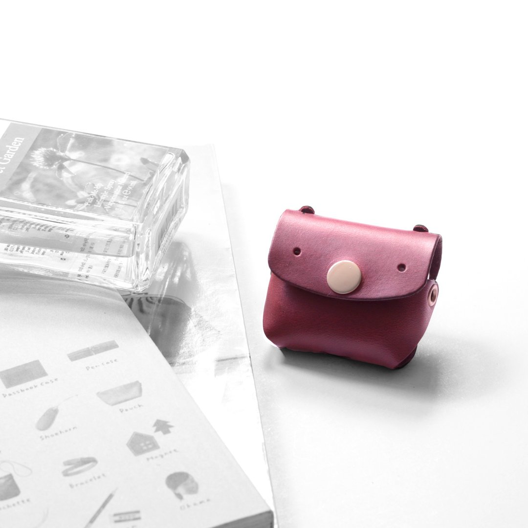 常见的Goody Tre 勃根地酒红真皮革手工 AirPods 3 保护套 - 数码小物 - 真皮 紫色