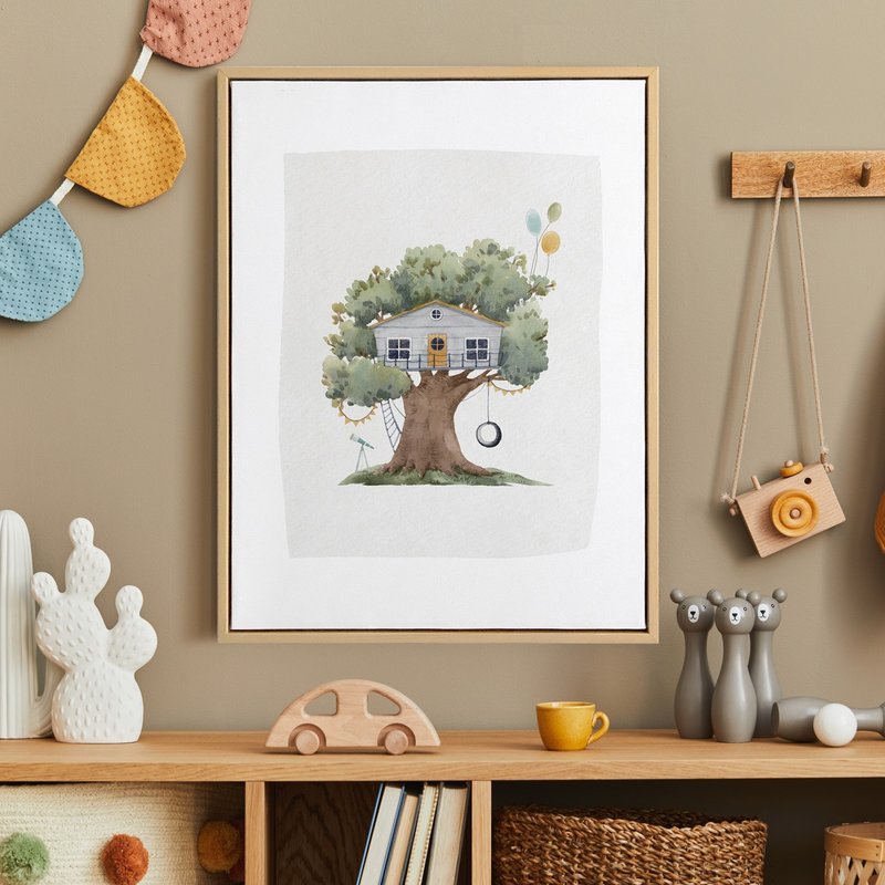 小树屋-想像力树屋挂画/儿童房布置/幼儿园摆设/送礼小物 - 海报/装饰画/版画 - 棉．麻 绿色