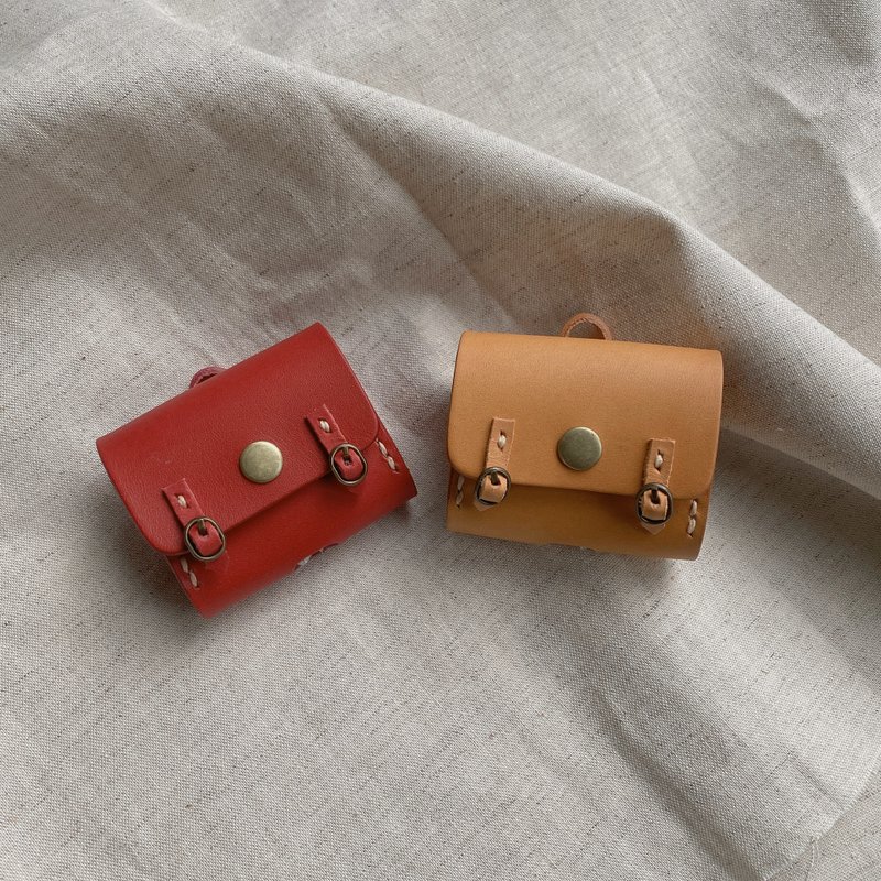 AirPods Pro 无线耳机小书包保护套 皮套 定制敲字 - 耳机收纳 - 真皮 咖啡色