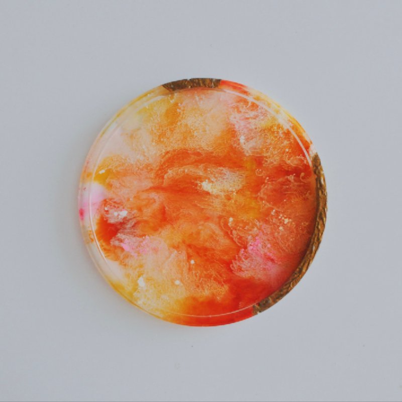 薄瓣庭园 树脂渲染冷水盘 - 杯垫 - 树脂 黄色