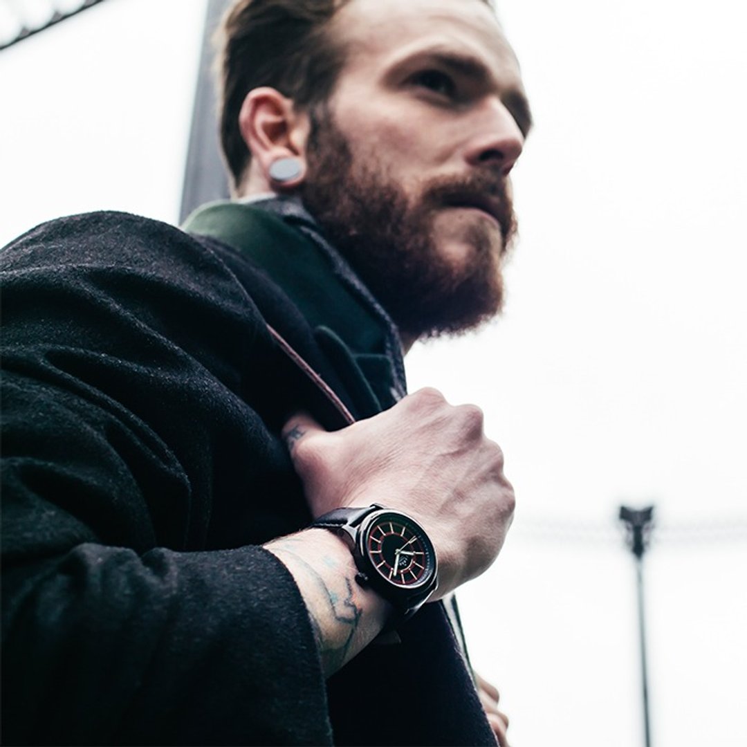 Camden Watch 纯英国血统 酷黑潮流大刻度真皮腕表 - 女表 - 真皮 