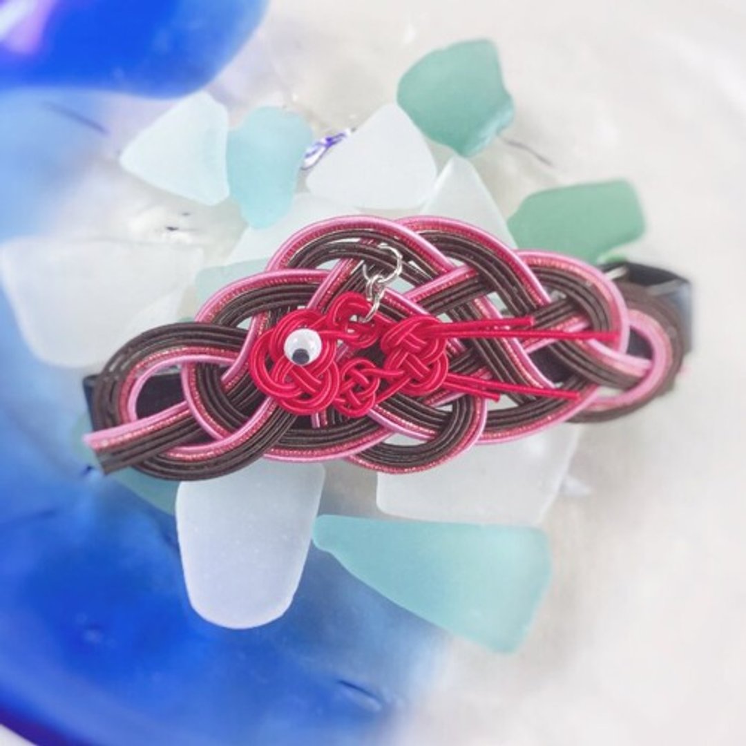 发夹【悠游金鱼】水引制 夏日祭典 浴衣适用 草莓巧克力色 - 发饰 - 其他材质 咖啡色