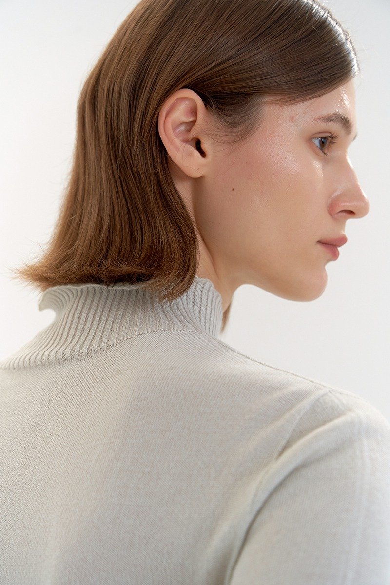 天丝棉细罗纹薄针织上衣- 薄荷绿 - 女装针织衫/毛衣 - 棉．麻 