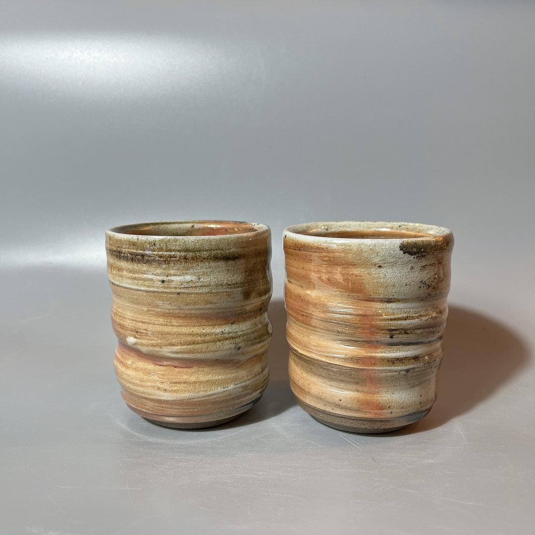 柴烧粉引手握对杯 / 对杯 / 小平凡手作 - 茶具/茶杯 - 陶 