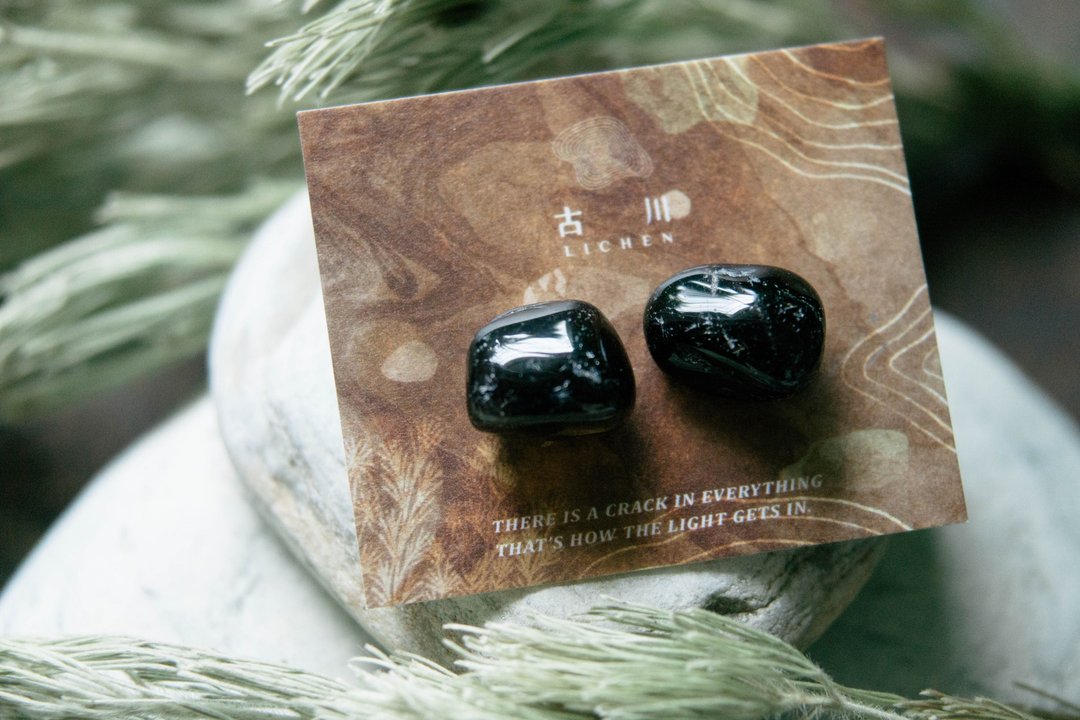 CRACK | 矿物系耳环 |  EARRINGS - 耳环/耳夹 - 玉石 黑色