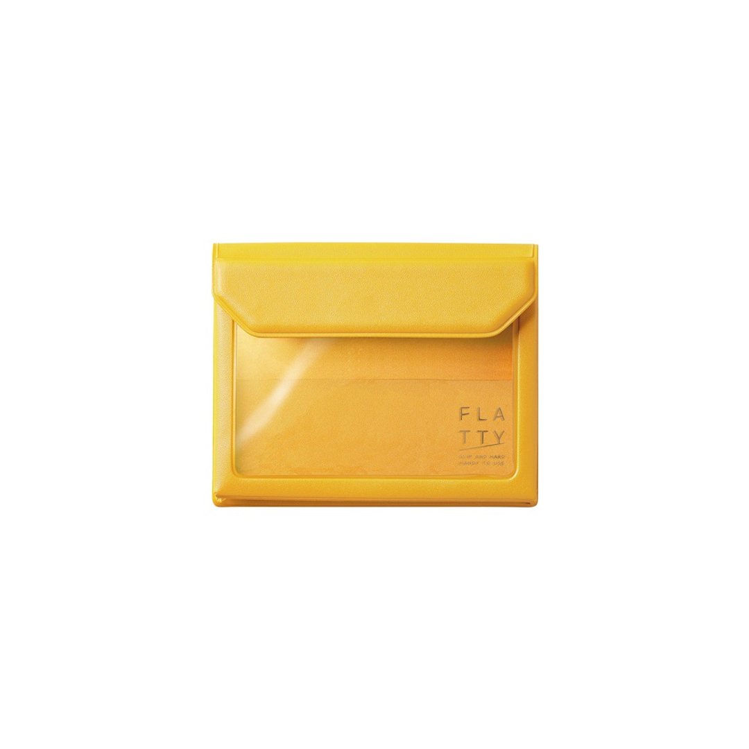 【KING JIM】FLATTY多用途收纳袋  黄色 名片尺寸 - 文件夹/资料夹 - 塑料 黄色