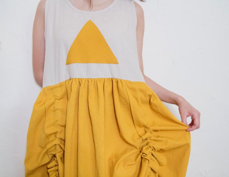 橙果三角形波浪洋装 (开团预购中) - 洋装/连衣裙 - 棉．麻 橘色