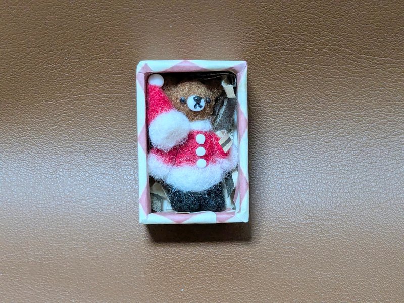 迷你羊毛毡圣诞熊 - 玩偶/公仔 - 羊毛 红色