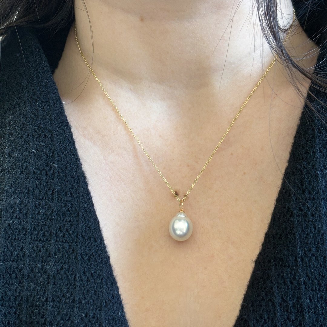 澳白珍珠 收藏级珍珠项链 13mm 18K 金扣环  极致皮光 近无瑕 - 项链 - 珍珠 白色