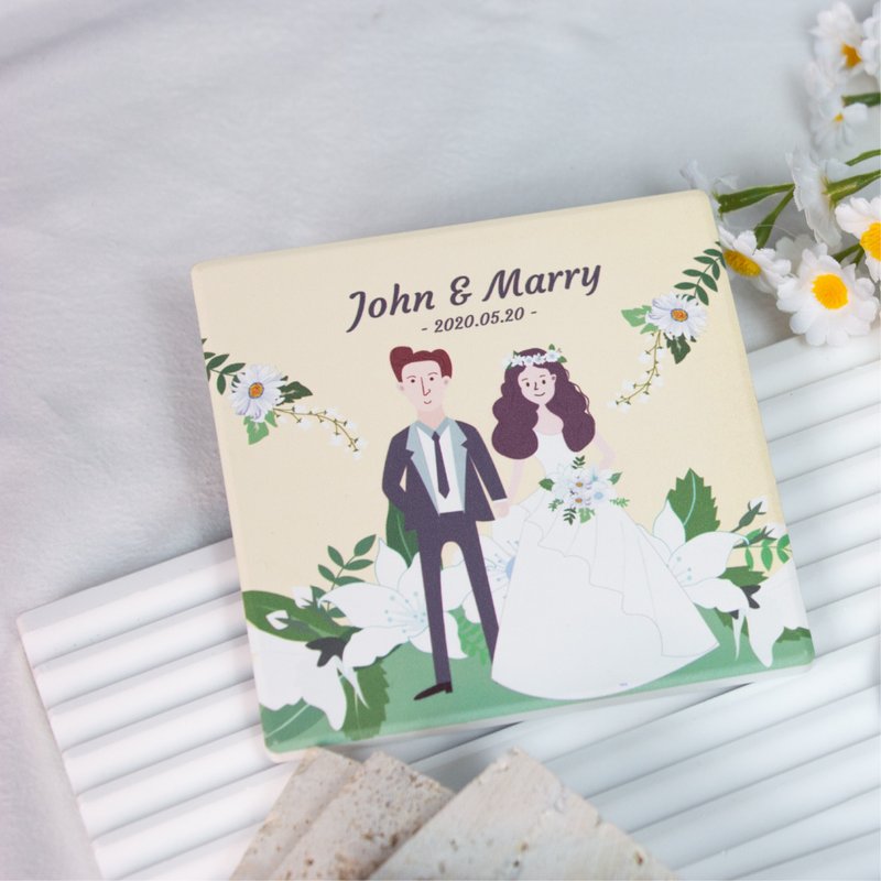 【定制化礼物】方形陶瓷杯垫/大量订制/企业礼品/婚礼周边 - 杯垫 - 陶 