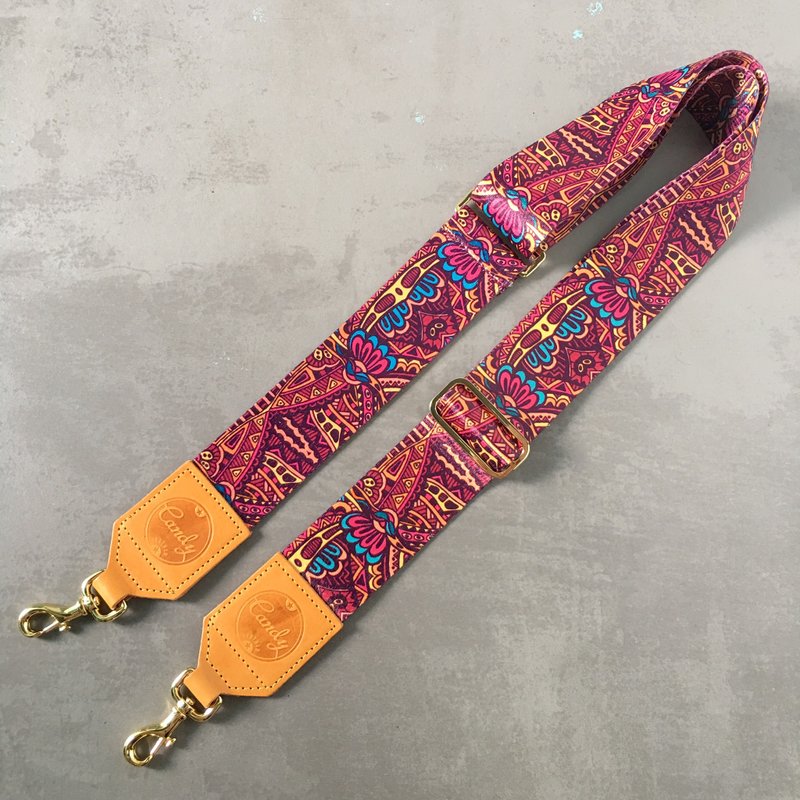 Red Mix Bag Strap - 侧背包/斜挎包 - 棉．麻 红色