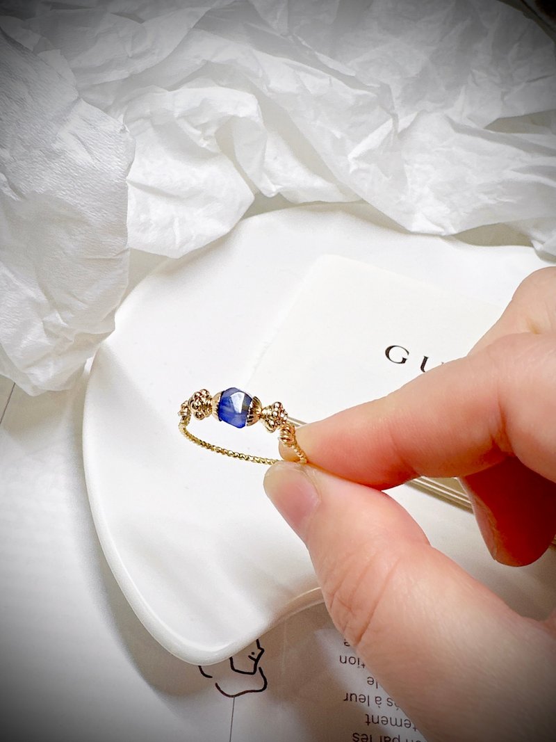 C&W 天然多切角蓝玉髓玛瑙18k金戒指 - 戒指 - 玉石 蓝色