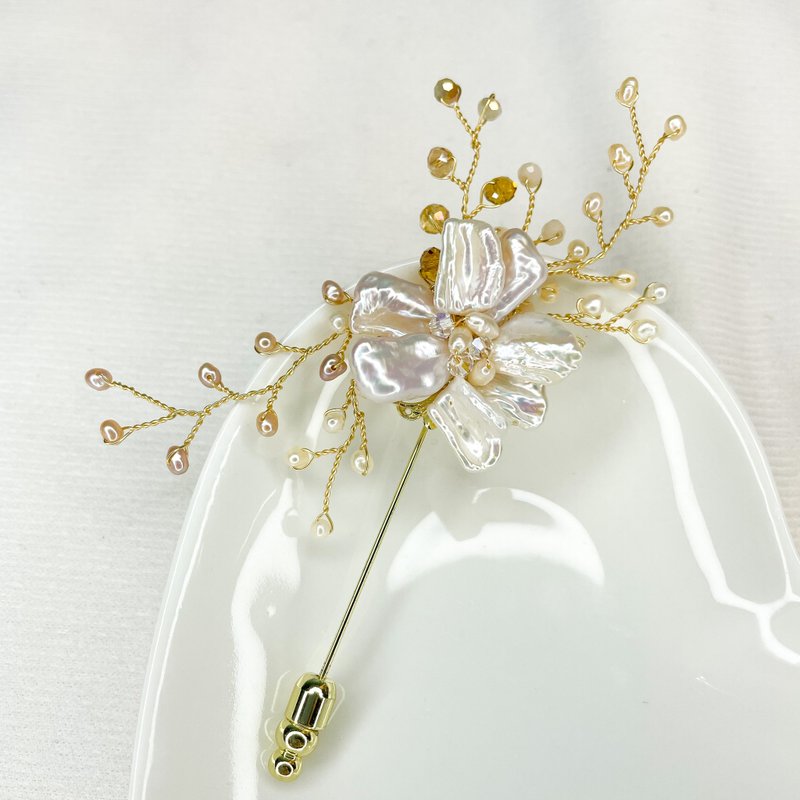 路得稻穗系列-爱琳 胸针 - 胸针 - 珍珠 
