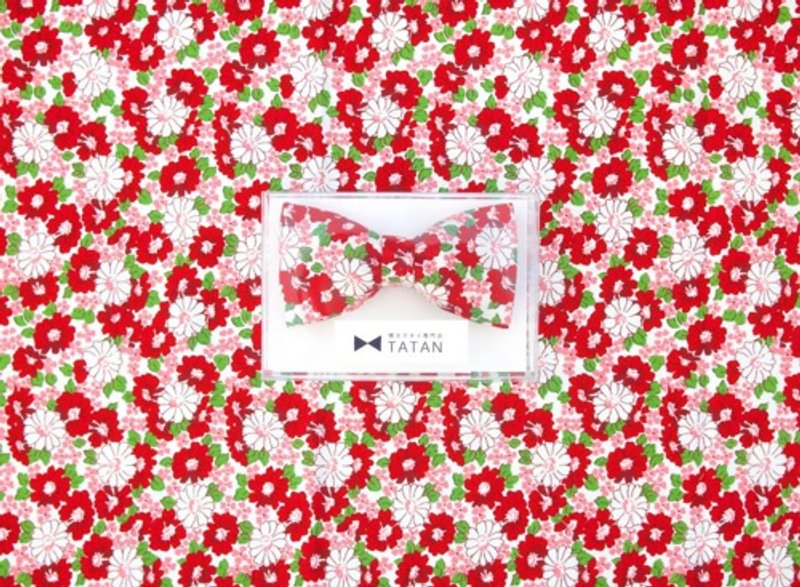 TATAN Pop Flower Bow Tie (Pink Red) - 领结/领巾 - 棉．麻 红色