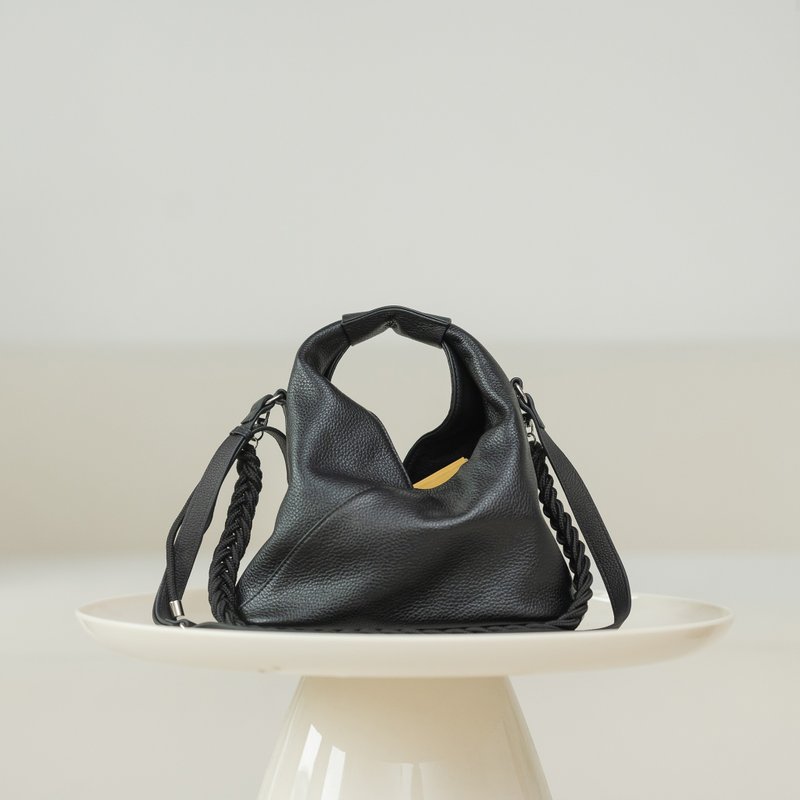 麻花绳带-手提肩背方包-黑色 - 手提包/手提袋 - 真皮 黑色