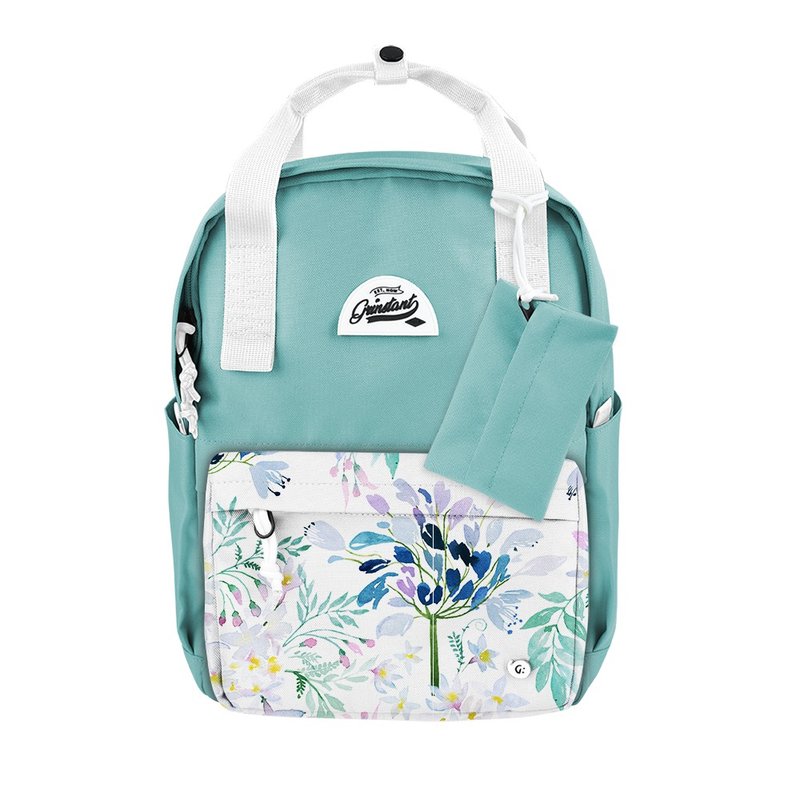 Grinstant混搭可拆组式13寸后背包 - 梦幻系列 (浅蓝配蓝花) - 后背包/双肩包 - 聚酯纤维 