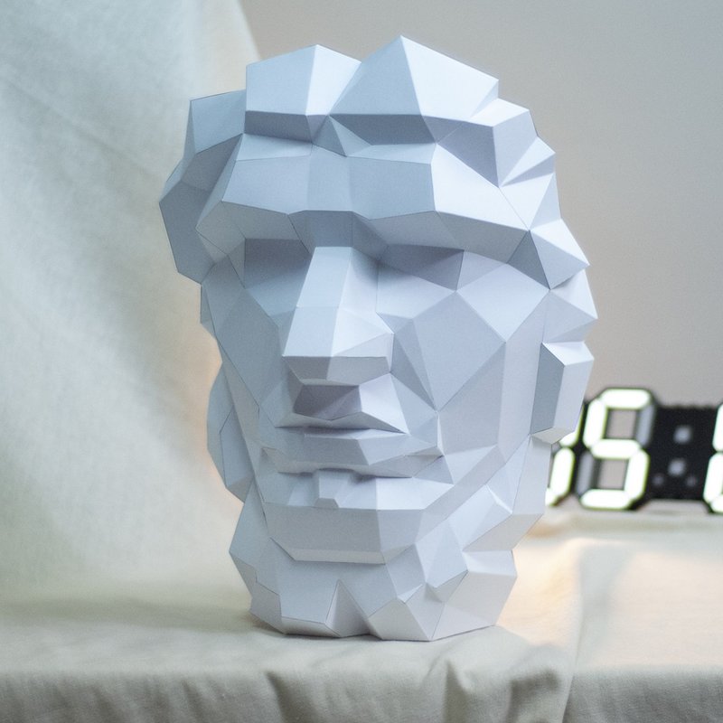 DIY手作3D纸模型 石膏像雕塑系列 - 鲁修斯大角面 (3色可选) - 摆饰 - 纸 白色