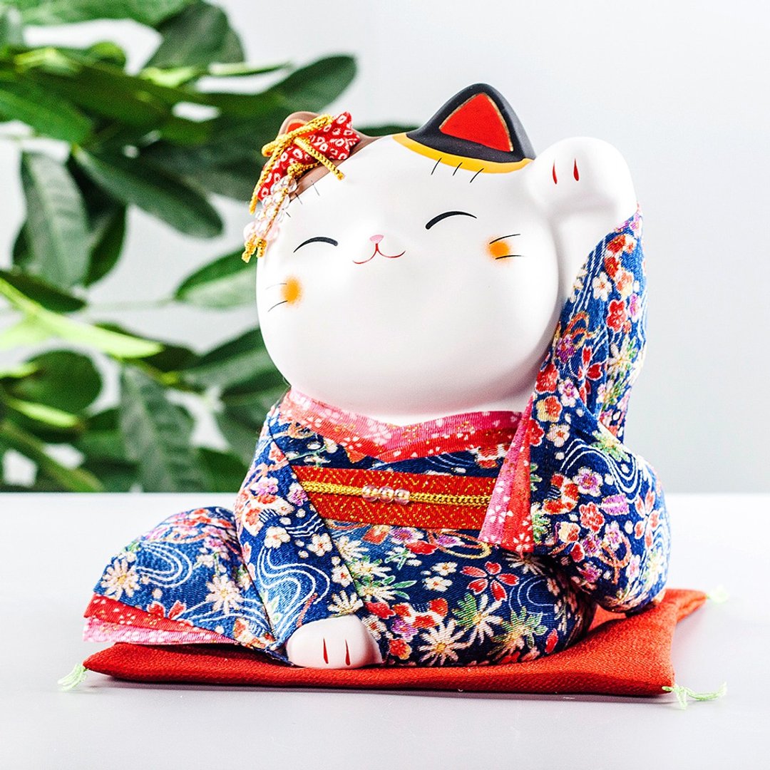 日本药师窑锦彩和服招财猫大号陶瓷摆件开业生日结婚乔迁创意礼物 - 摆饰 - 陶 