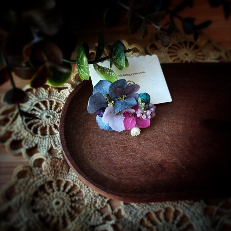 复古系色绣球真花发夹 - 发饰 - 植物．花 多色