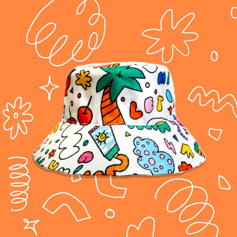 BUCKET HAT -DOODLES PATTERN - 帽子 - 其他材质 白色