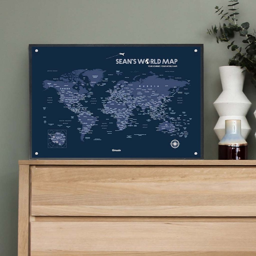 世界地图 - 订制磁吸系列海报 - 海军蓝 (生日礼物)-IKEA 留言板款 - 海报/装饰画/版画 - 纸 蓝色