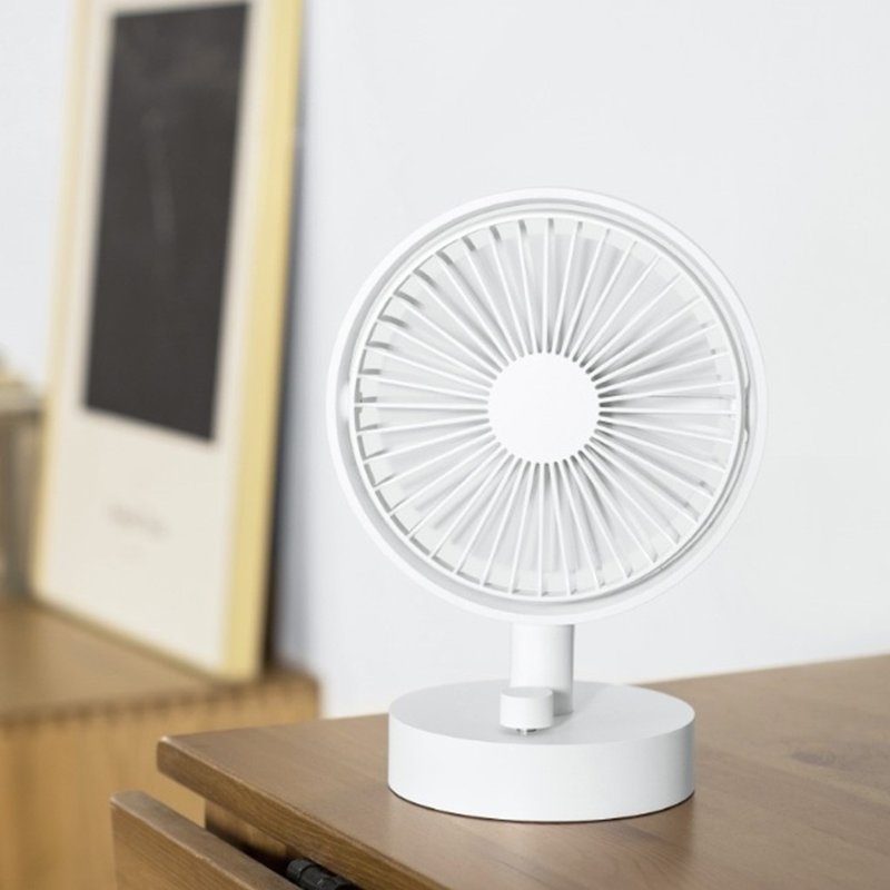 居家办公无印风|Miss.Q充电变速凉风扇|免接线|可摆头可调角度 - 电扇 - 塑料 白色