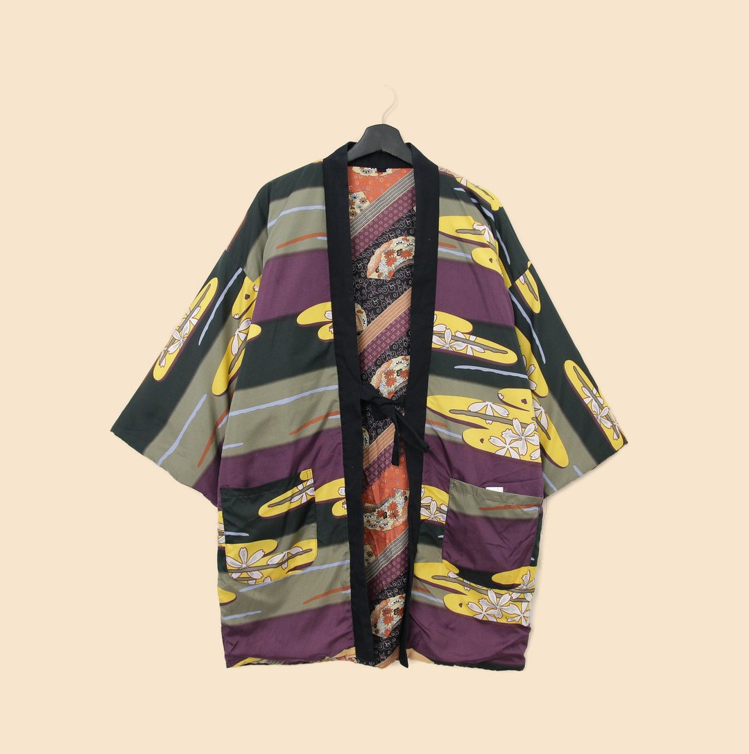Back to Green-日本带回袢天-01两面可穿 云雾与扇/vintage - 居家服/睡衣 - 棉 