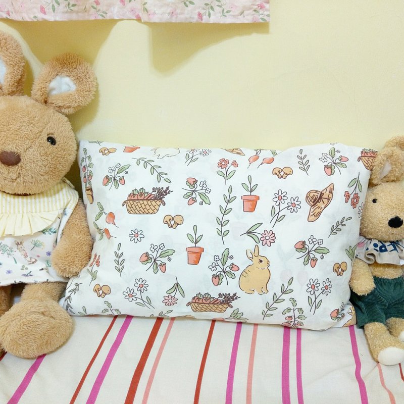 田园兔兔。儿童枕头套 / 抱枕套 / 小学午睡枕头套 - 枕头/抱枕 - 棉．麻 白色