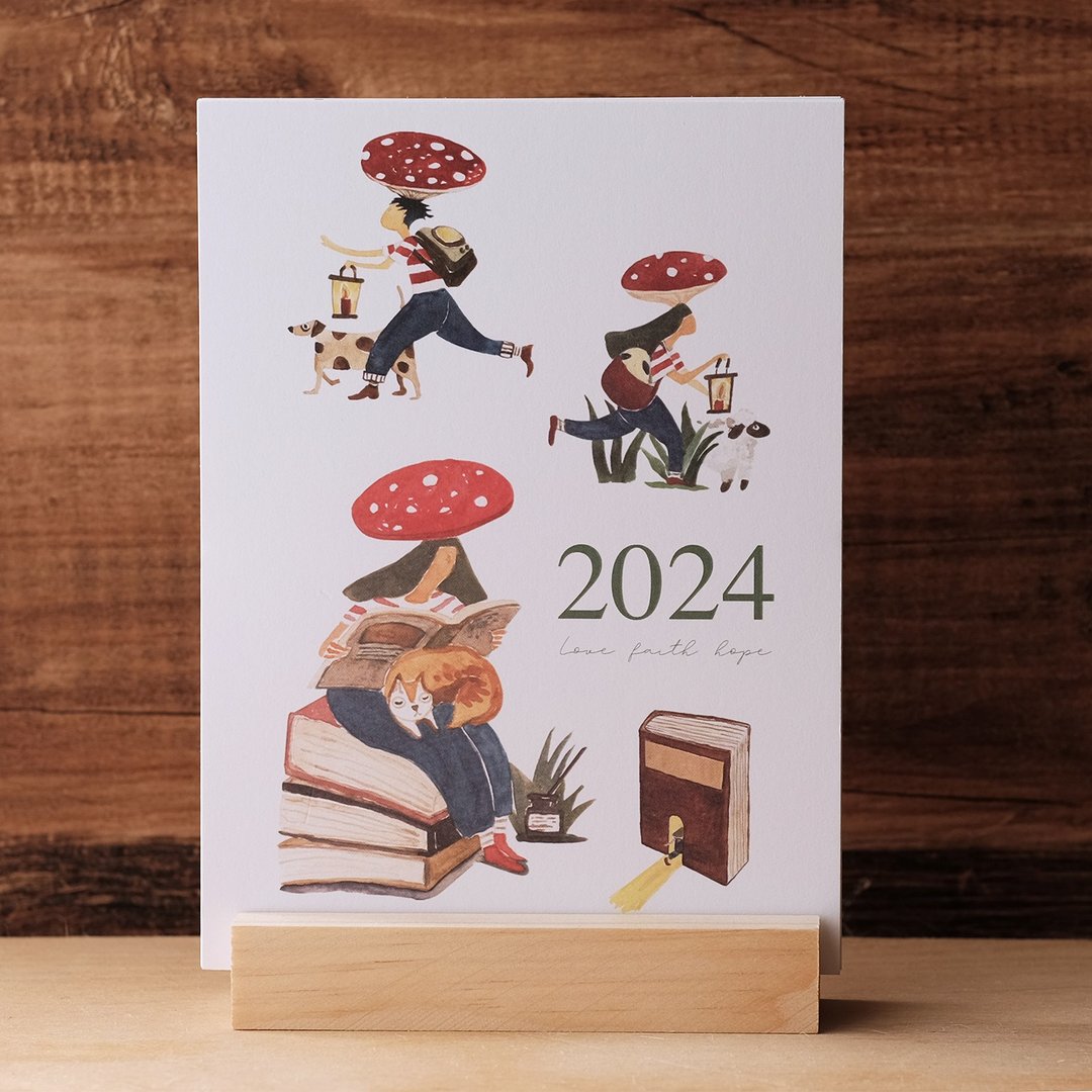 2024年插画明信片木座桌历 - 年历/台历 - 纸 多色
