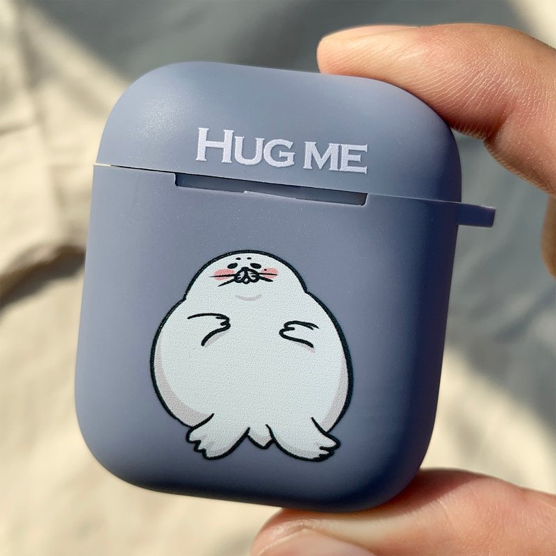 废物小海豹 灰蓝色磨砂软壳 AirPods 耳机保护套 耳机壳 - 耳机 - 橡胶 蓝色
