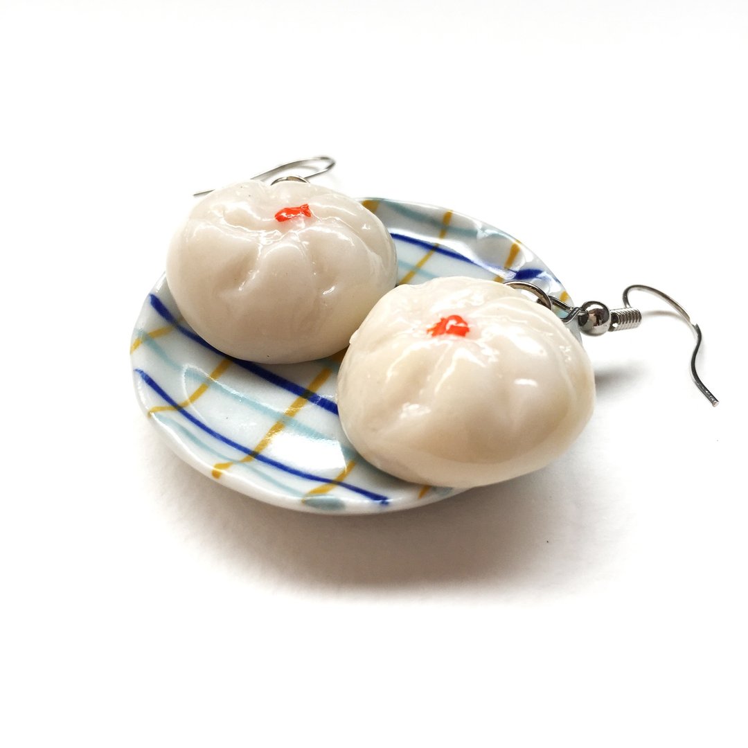 Dimsum 22 earring - 耳环/耳夹 - 粘土 白色