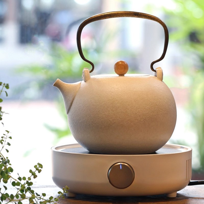 月泉烧水壶-月牙白(1200ml) - 茶具/茶杯 - 陶 白色