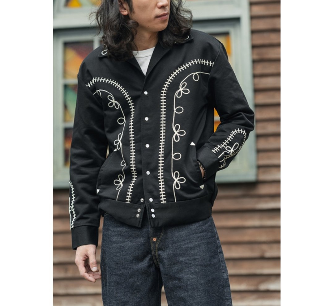 流浪乐手夹克 西部刺绣 绣花外套 衬衫 The Bolero Jacket Western - 男装外套 - 棉 黑色