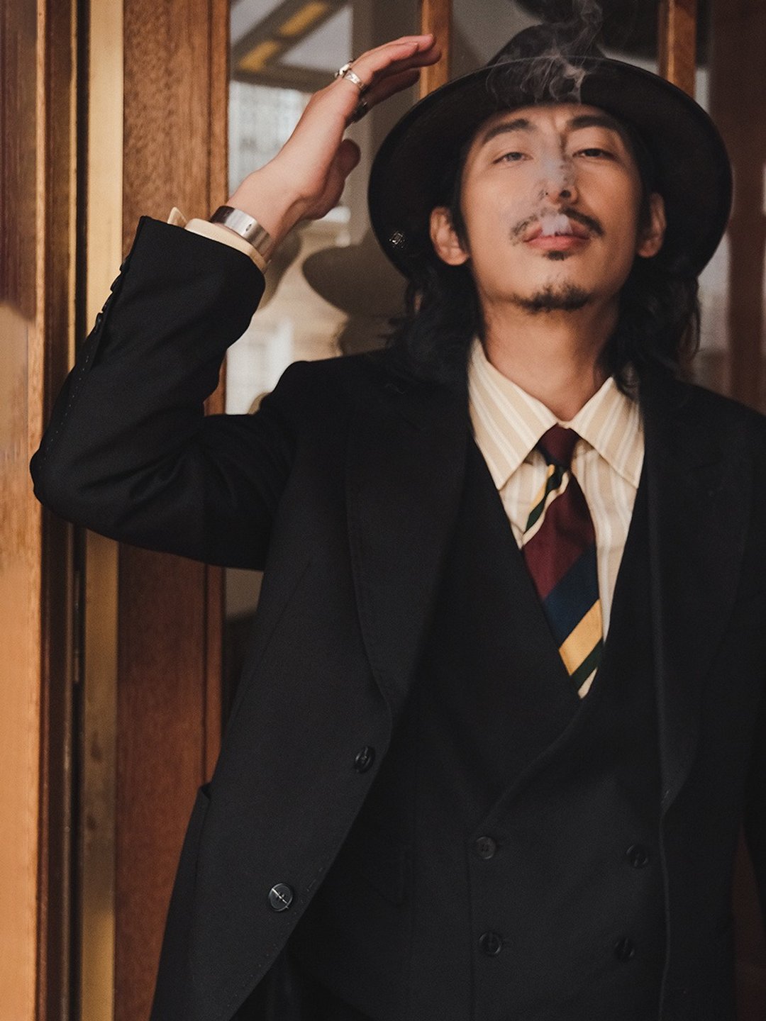 SOARIN英伦复古撞色缝线西装外套(2421XZ65) - 男装西装外套 - 棉 黑色