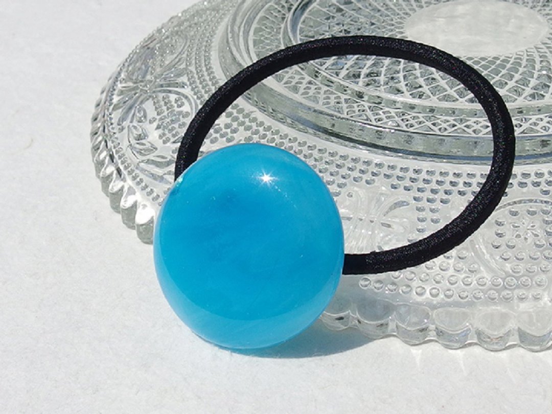 Blue sky glass (sora) hair tie [can be changed to pony hook] [made-to-order] - 发饰 - 玻璃 蓝色