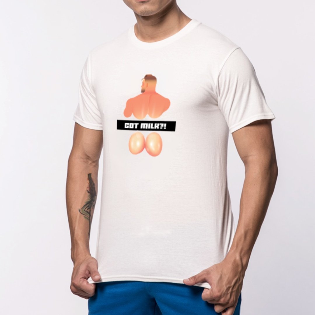 AttentionWear我的美尻系列T-shirt【蜜桃奶臀-白色】│ATTENTION - 男装上衣/T 恤 - 棉 白色