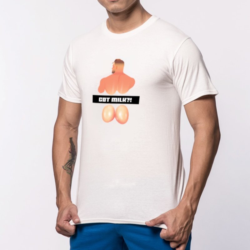 AttentionWear我的美尻系列T-shirt【蜜桃奶臀-白色】│ATTENTION - 男装上衣/T 恤 - 棉．麻 白色