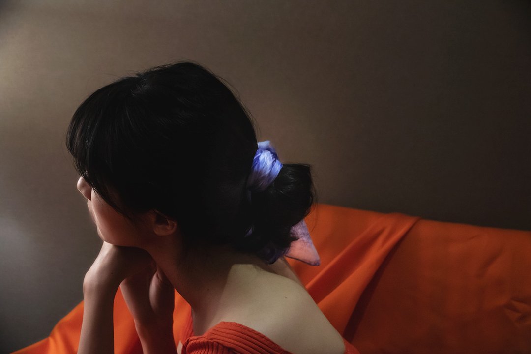 法式印花丝巾发带  巴黎浪漫时尚 日本精致质感工艺 - 发带/发箍 - 丝．绢 蓝色