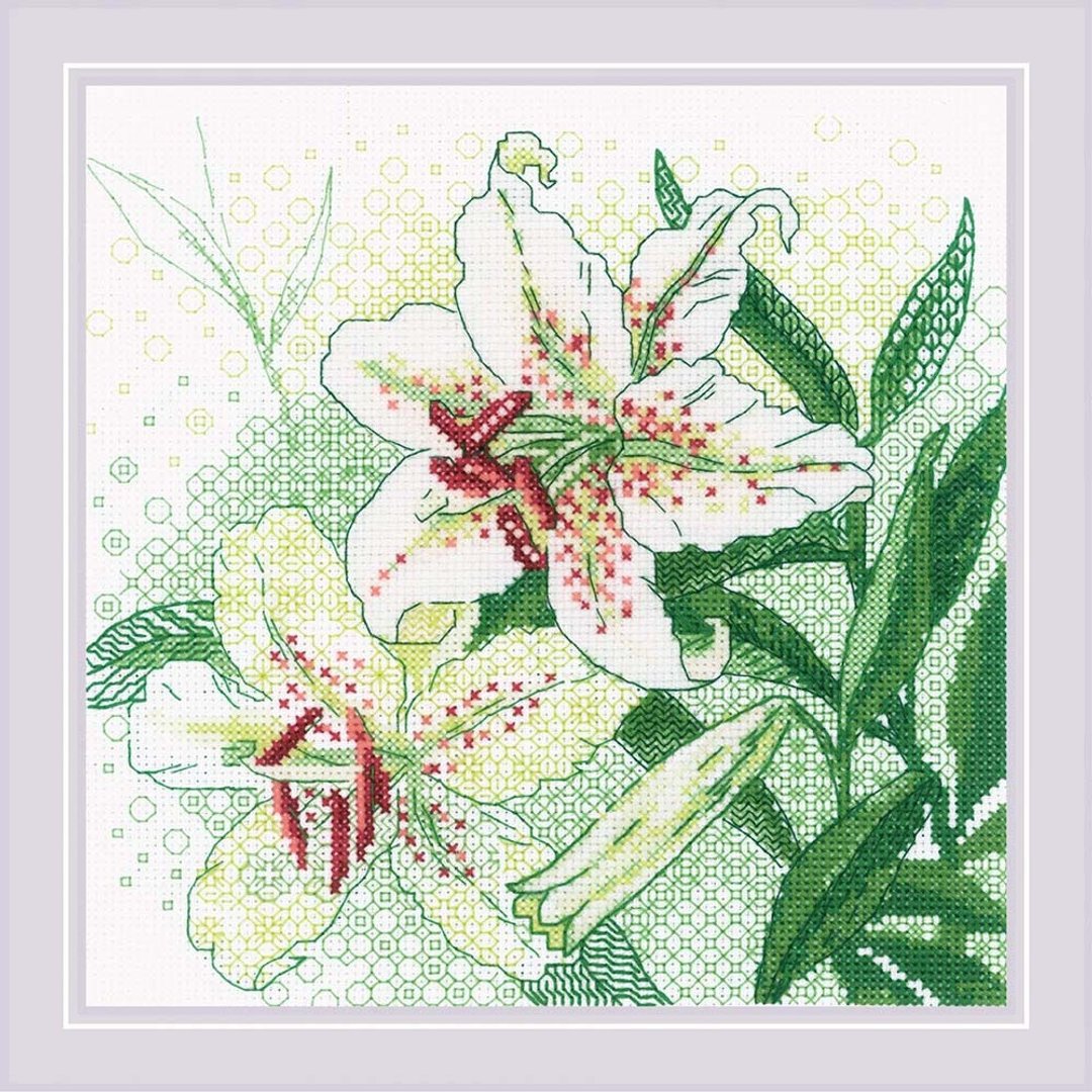 1915 - RIOLIS 黑线刺绣材料包 - 百合花 - 编织/刺绣/羊毛毡/裁缝 - 其他材质 