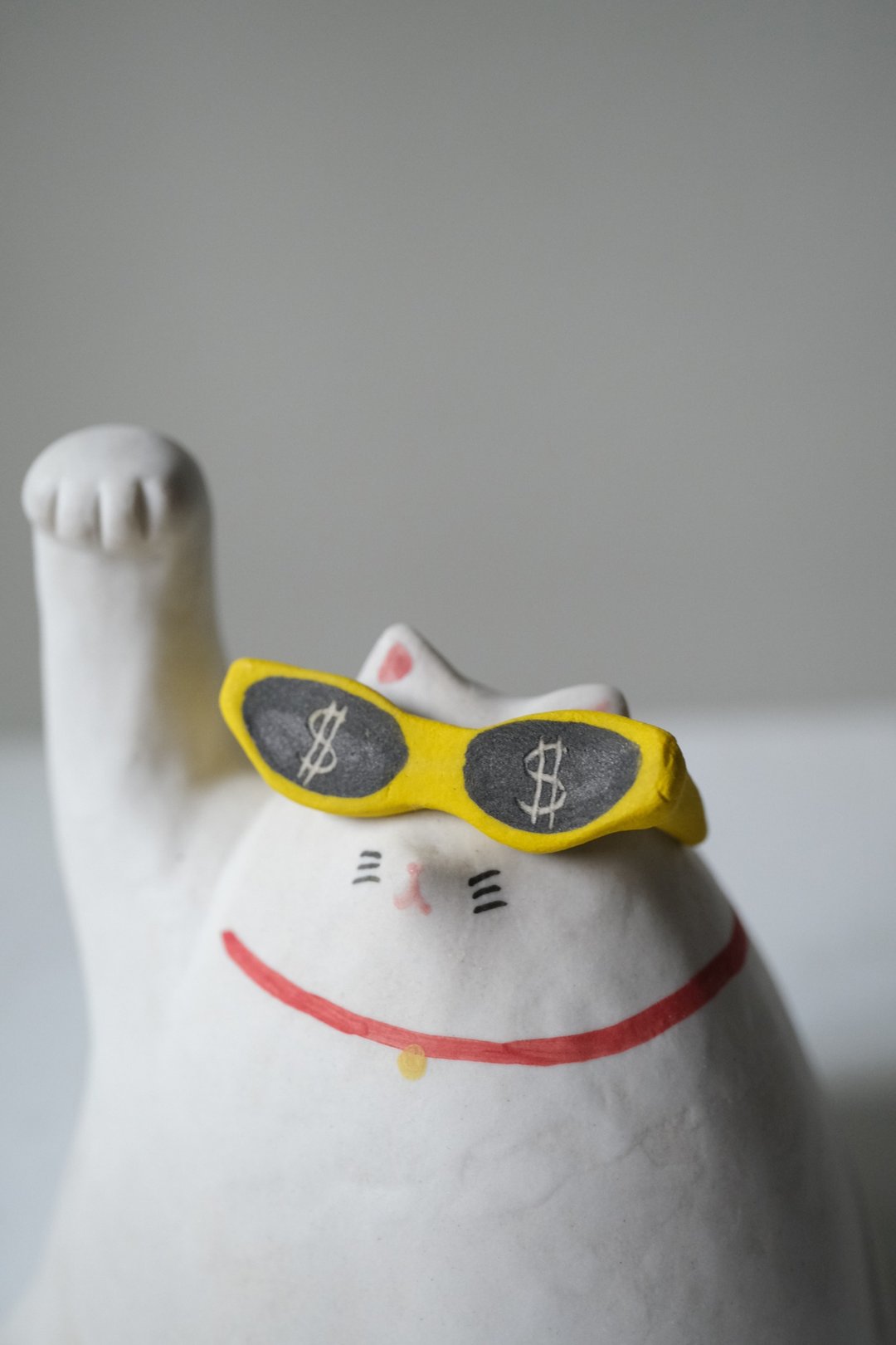往钱看长手招财猫 - 花瓶/陶器 - 其他材质 黑色