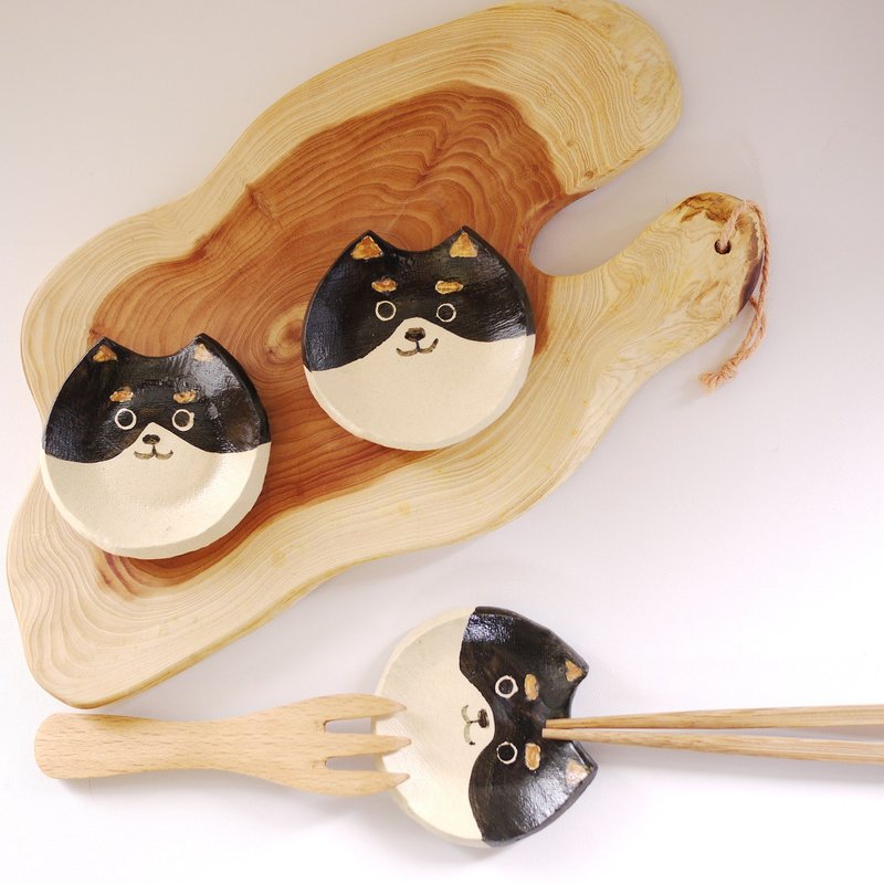 Chopstick rest where you can put chopsticks and spoon together [Kuroshiba] - 筷子/筷架 - 陶 黑色