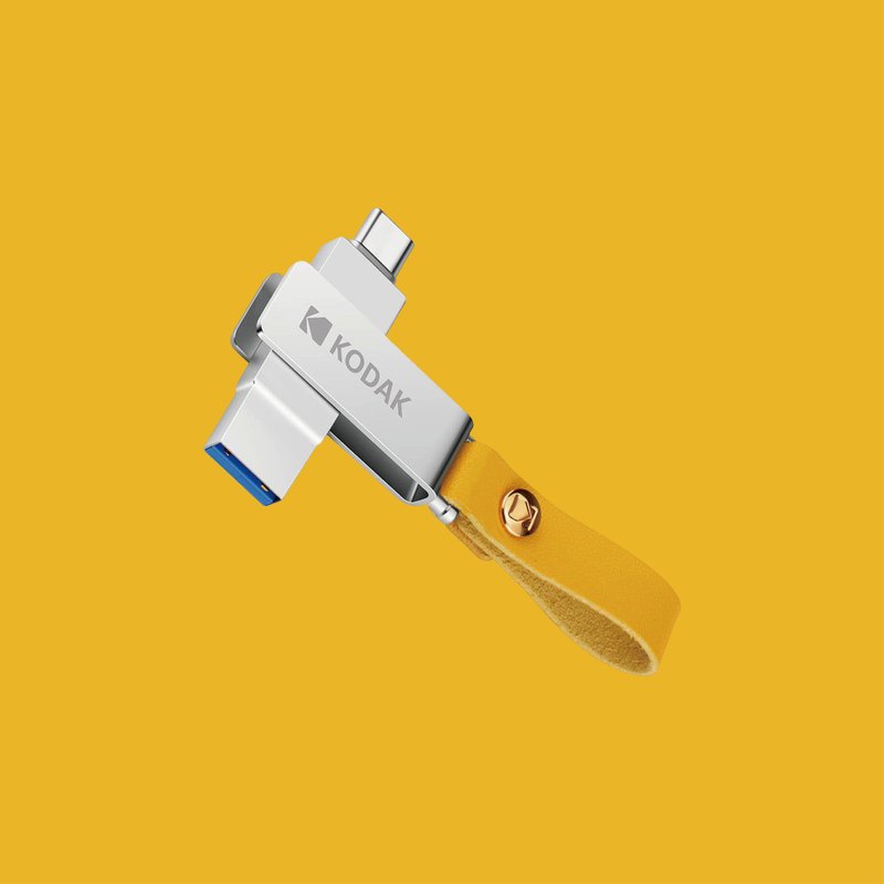 【Kodak 柯达】Kodak K243C 手机电脑多用途随身碟  128GB - U盘 - 塑料 黄色