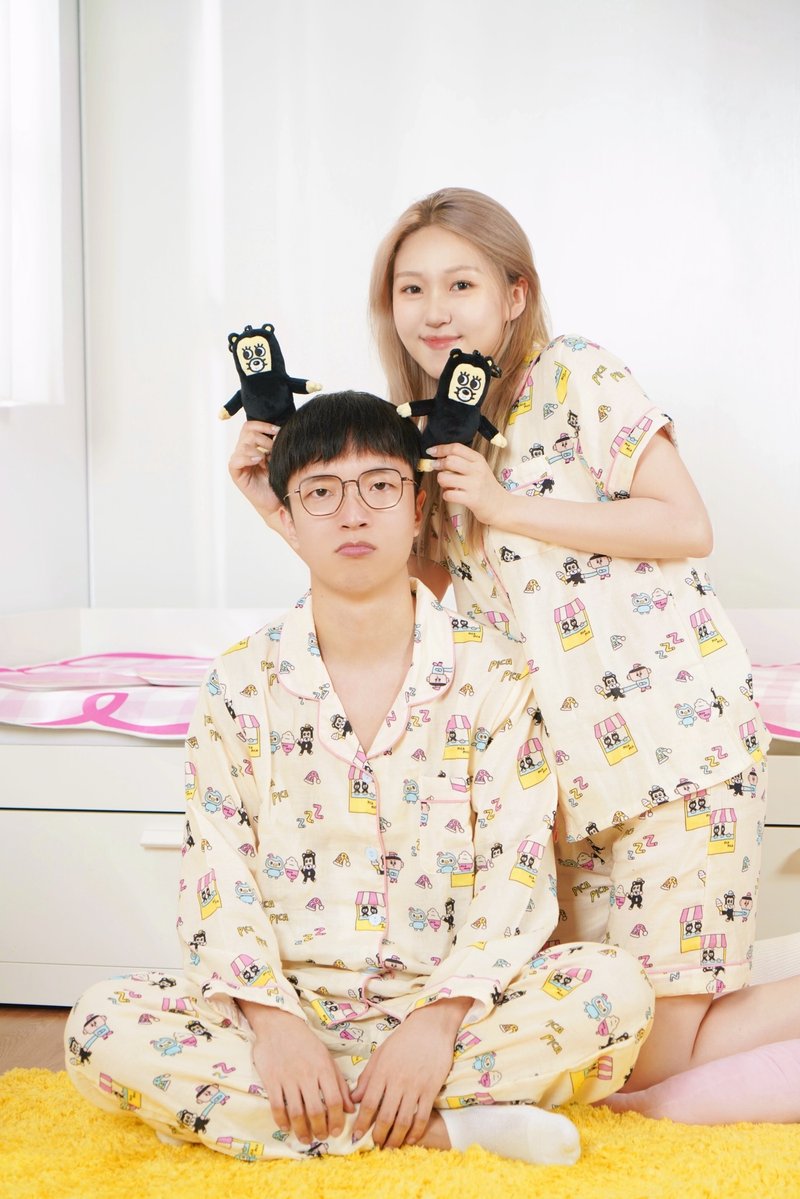 PICA STUDIO原创设计艺术家联名纯棉双层纱企鹅可爱春夏居家服睡 - 居家服/睡衣 - 棉．麻 黄色