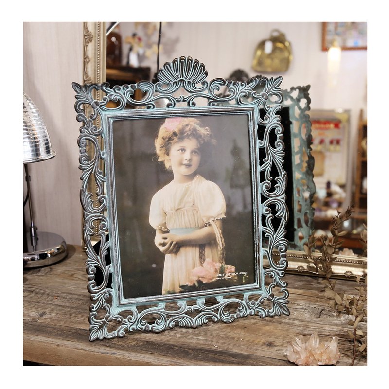 台湾老件.篓空铁件仿铜绿/蓝金属相框.画框.欧式宫廷复古风格 - 画框/相框 - 其他金属 