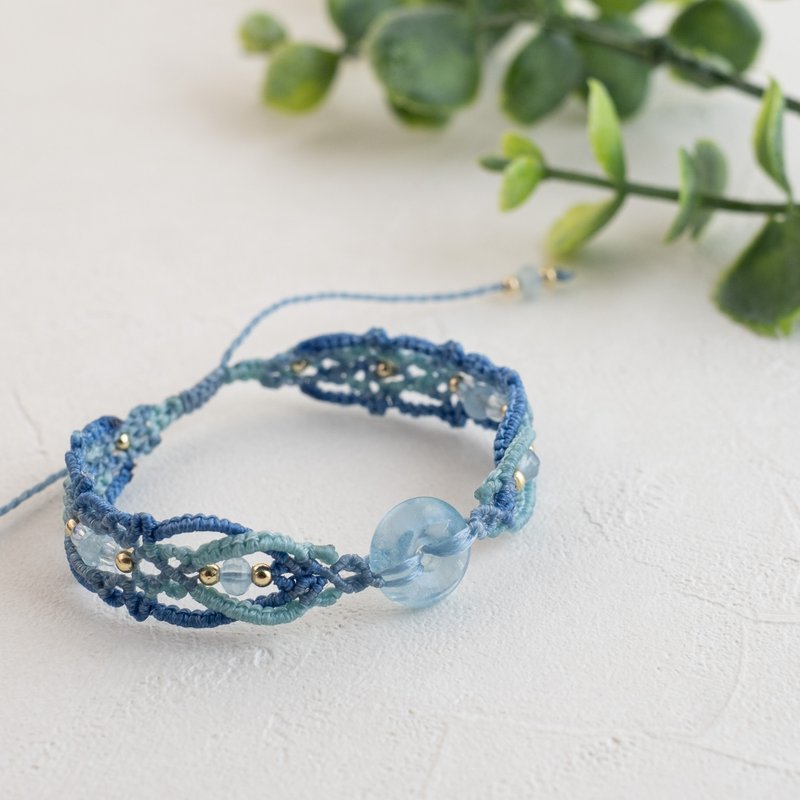 海蓝宝平安扣编织手环 - 手链/手环 - 水晶 