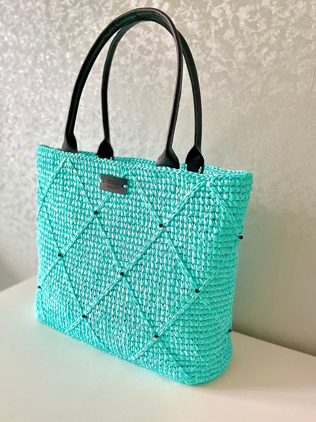 Summer bag Bag color Tiffany Tote bag Bag handmade - 手提包/手提袋 - 聚酯纤维 蓝色